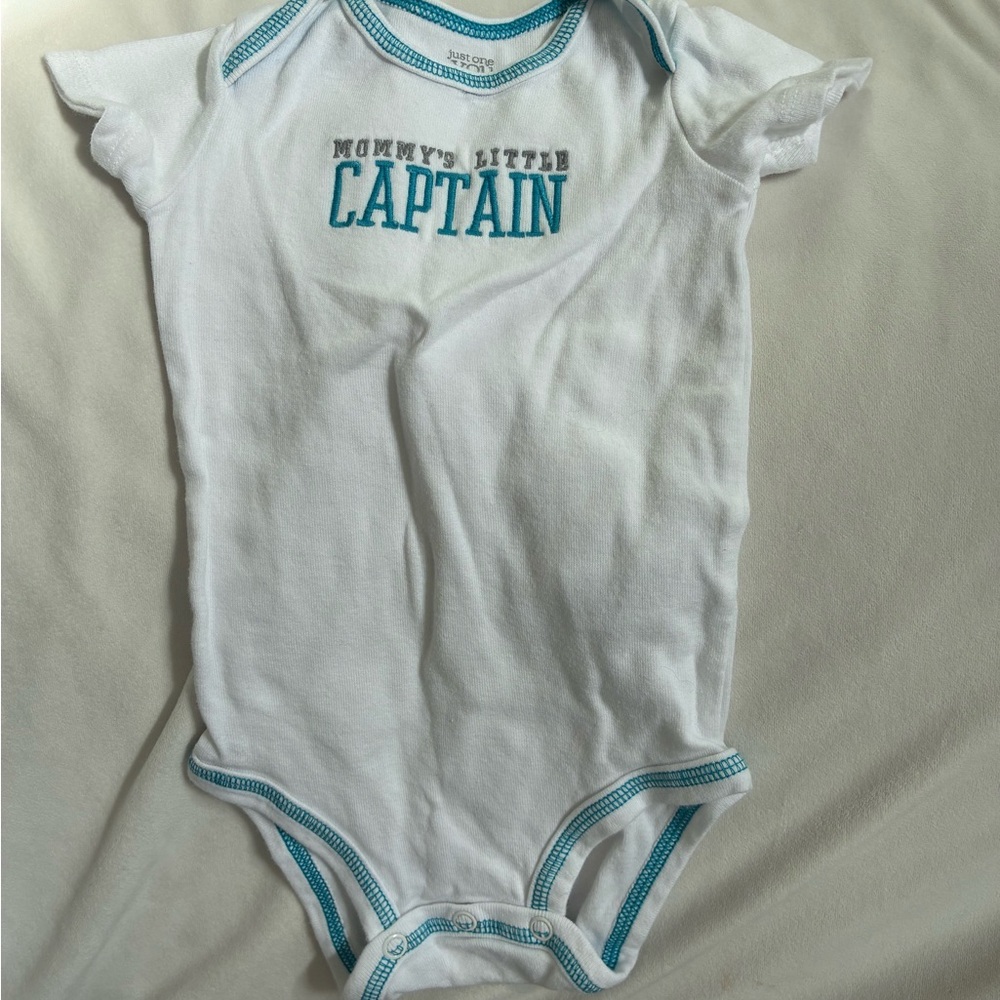 Carter's White and Blue 'Mommy's Little Captain' Bodysuit